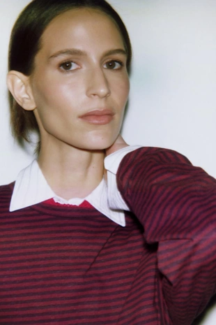 Футболка в полоску из хлопка и льна- Заказать в России