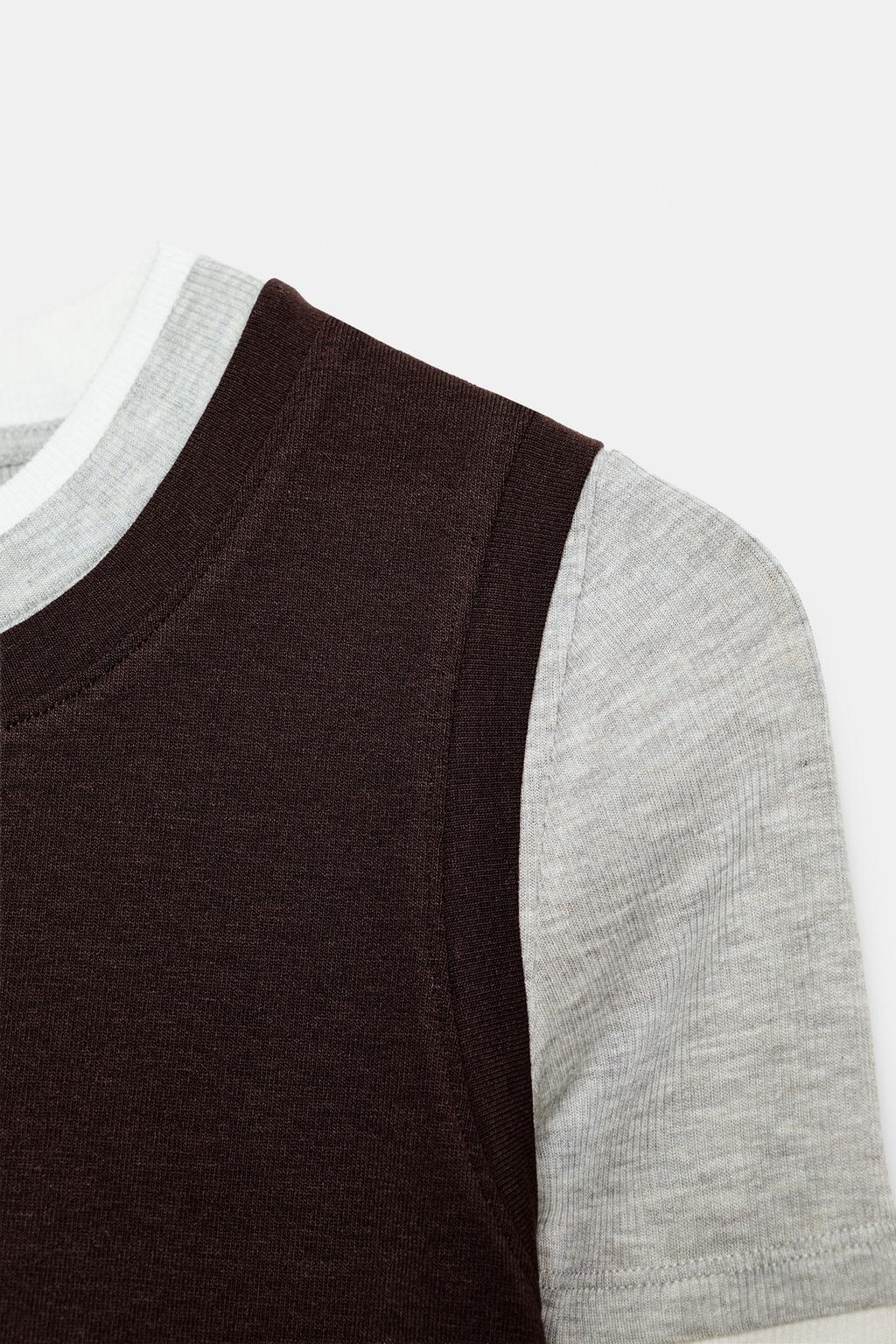 ФУТБОЛКА С ЭФФЕКТОМ ТРОЙНОГО СЛОЯ И ДЛИННЫМИ РУКАВАМИ