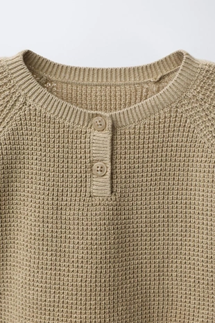 Свитер из рифленого трикотажа с воротником на пуговицах- Заказать в России