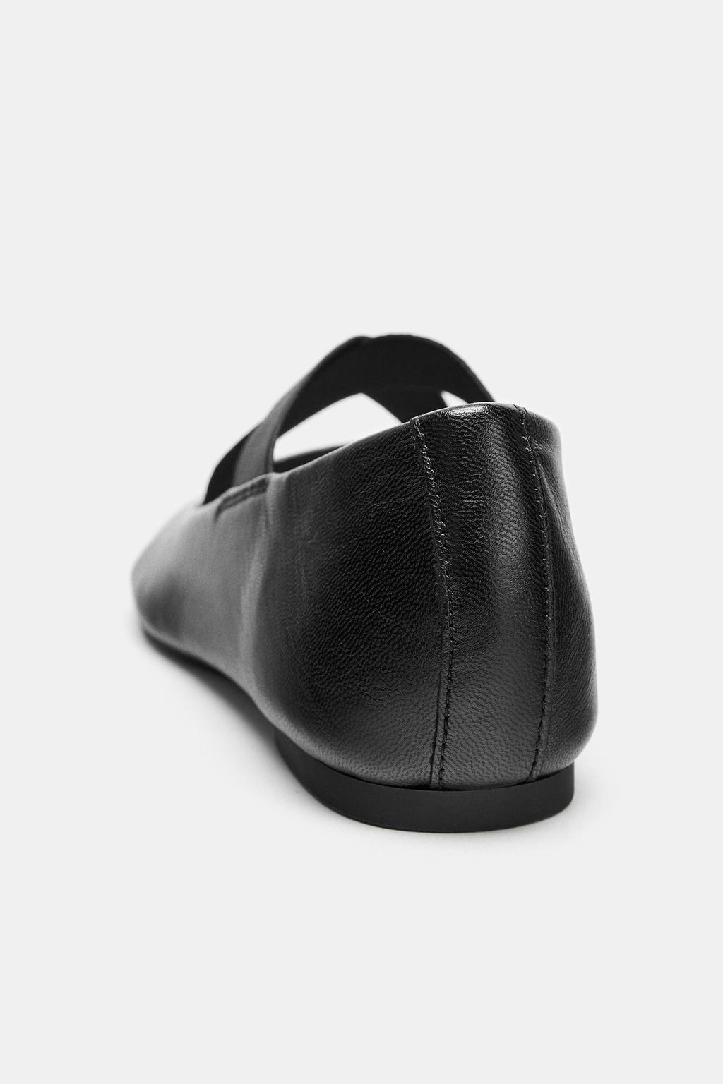 КОЖАНЫЕ БАЛЕТКИ С ПЕРЕКРЕСТНЫМИ РЕМЕШКАМИ