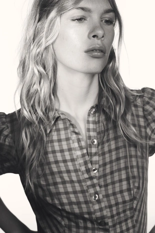 Короткое платье в клетку с воланами- Заказать в России