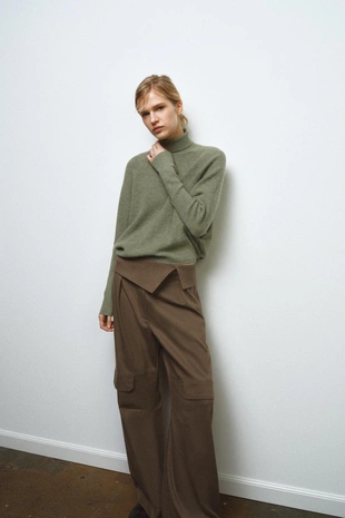 Купить Zara Вязаный джемпер с рукавами «летучая мышь»