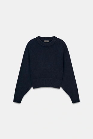 Navy blue | 2893/001/401 - Zara Свитер из 100% шерсти с подплечниками