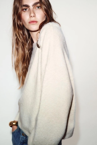 Ecru | 5536/259/712 - Zara Джемпер с брошью