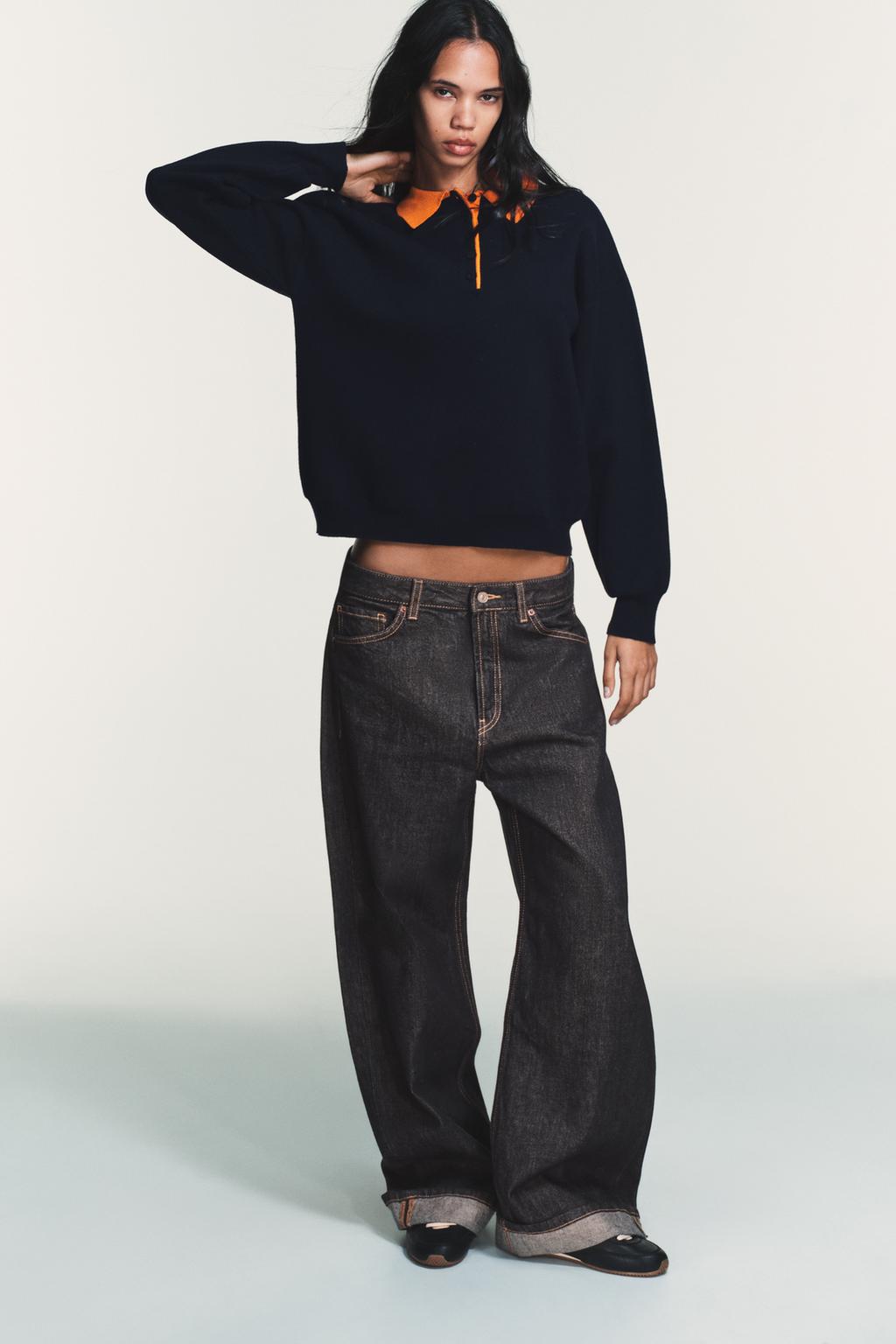 ВЯЗАНЫЙ ДЖЕМПЕР ПОЛО С КОНТРАСТНЫМ ВОРОТНИКОМ