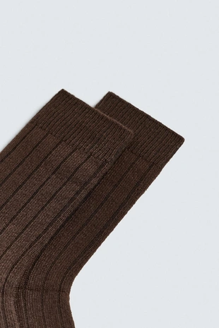 Носки из смесовой шерсти в рубчик