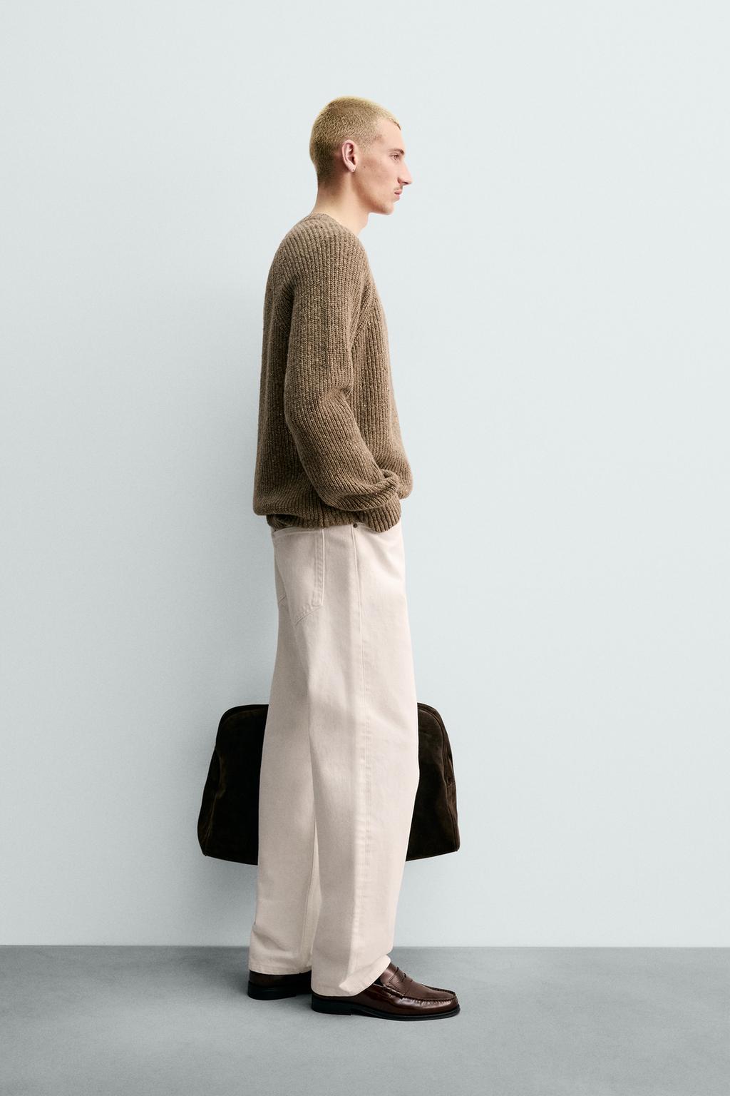 СВИТЕР С ЖЕМЧУЖНЫМ ПЛЕТЕНИЕМ И ЭФФЕКТОМ ПРЯЖИ