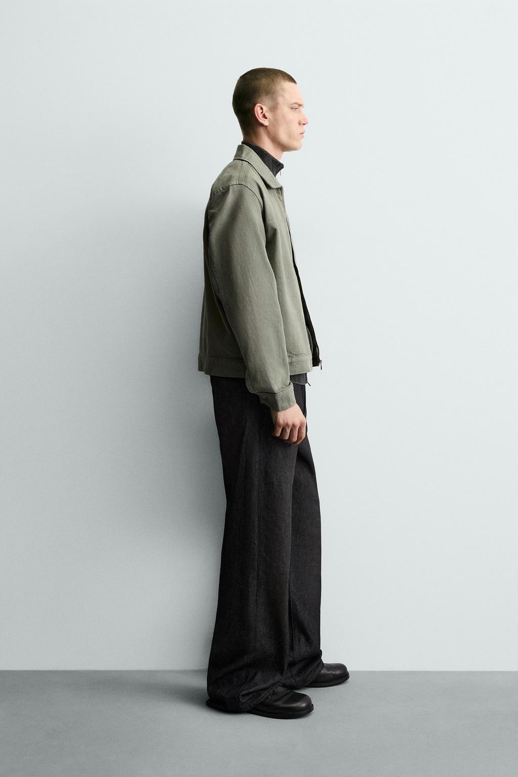 РУБАШКА-КУРТКА С ЭФФЕКТОМ ПОТЕРТОСТИ НА МОЛНИИ