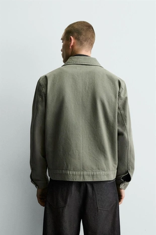 Рубашка-куртка с эффектом потертости на молнии- Заказать в России