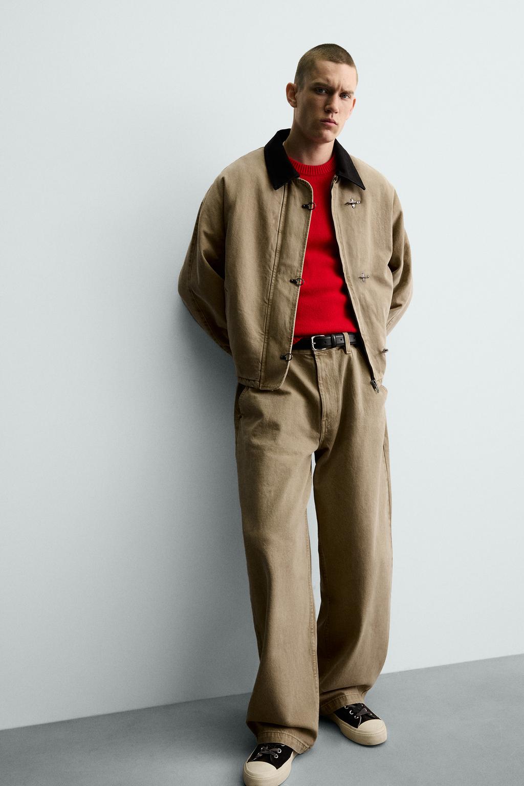 КУРТКА С КОМБИНИРОВАННЫМ ВОРОТНИКОМ И НАВЕСНЫМИ ПЕТЛЯМИ