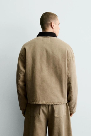 Куртка с комбинированным воротником и навесными петлями- Заказать в России