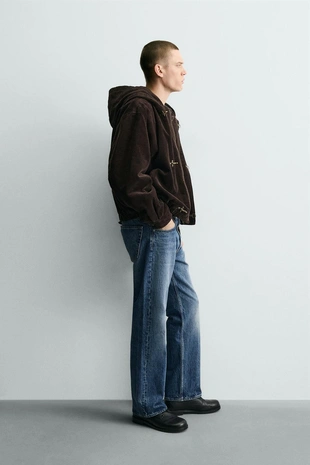 Вельветовая куртка с капюшоном и навесными петлями- Заказать в России