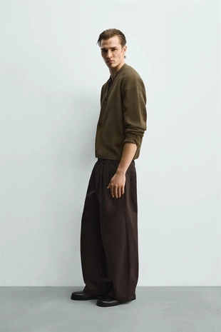 Кардиган свободного кроя в рубчик- Заказать в России