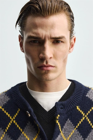 Кардиган из 100% шерсти с узором- Заказать в России