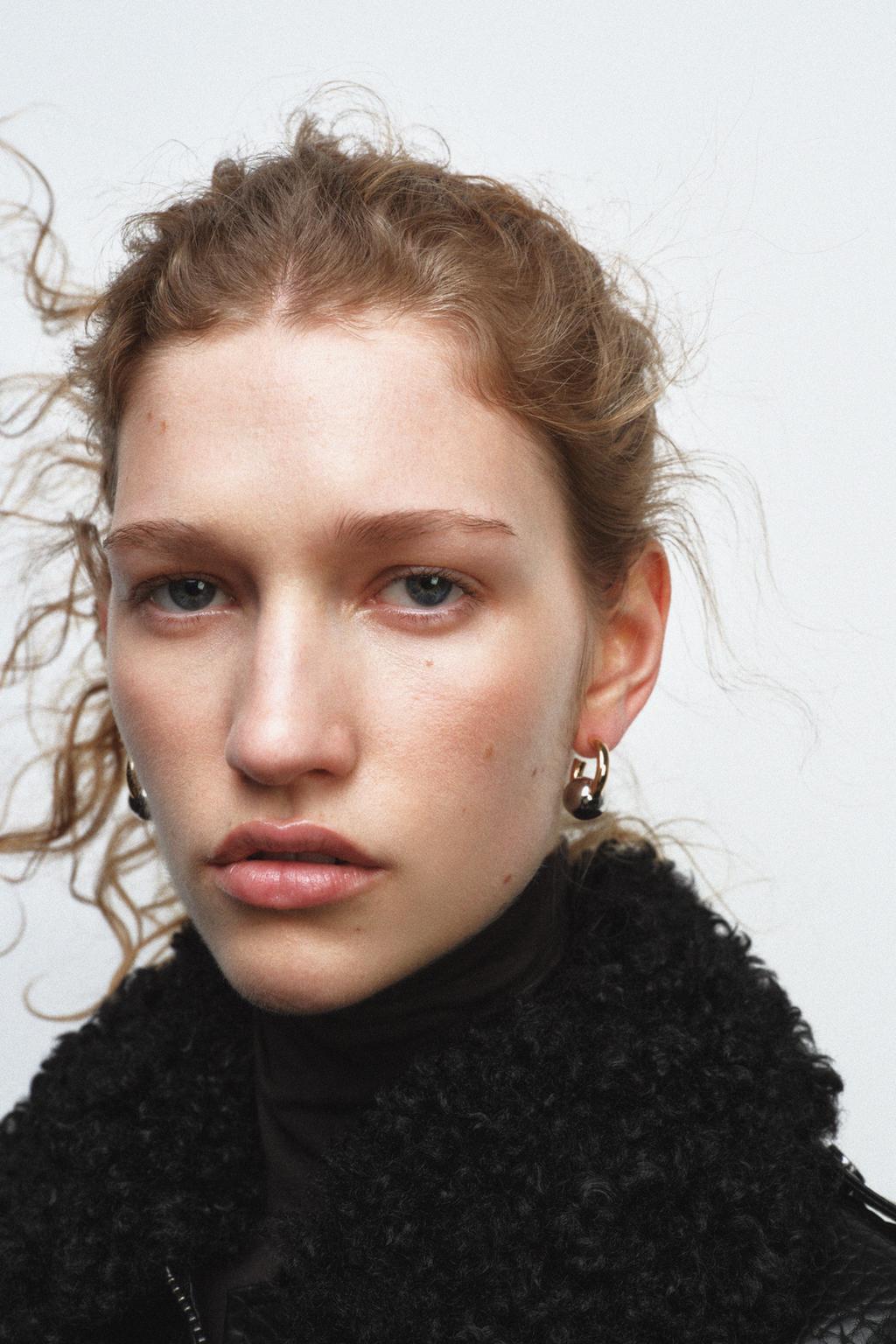 КОМБИНИРОВАННЫЕ СЕРЬГИ-КОЛЬЦА С ШАРИКОМ