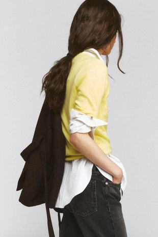 Свитер из 100% шерсти с короткими рукавами- Заказать в России