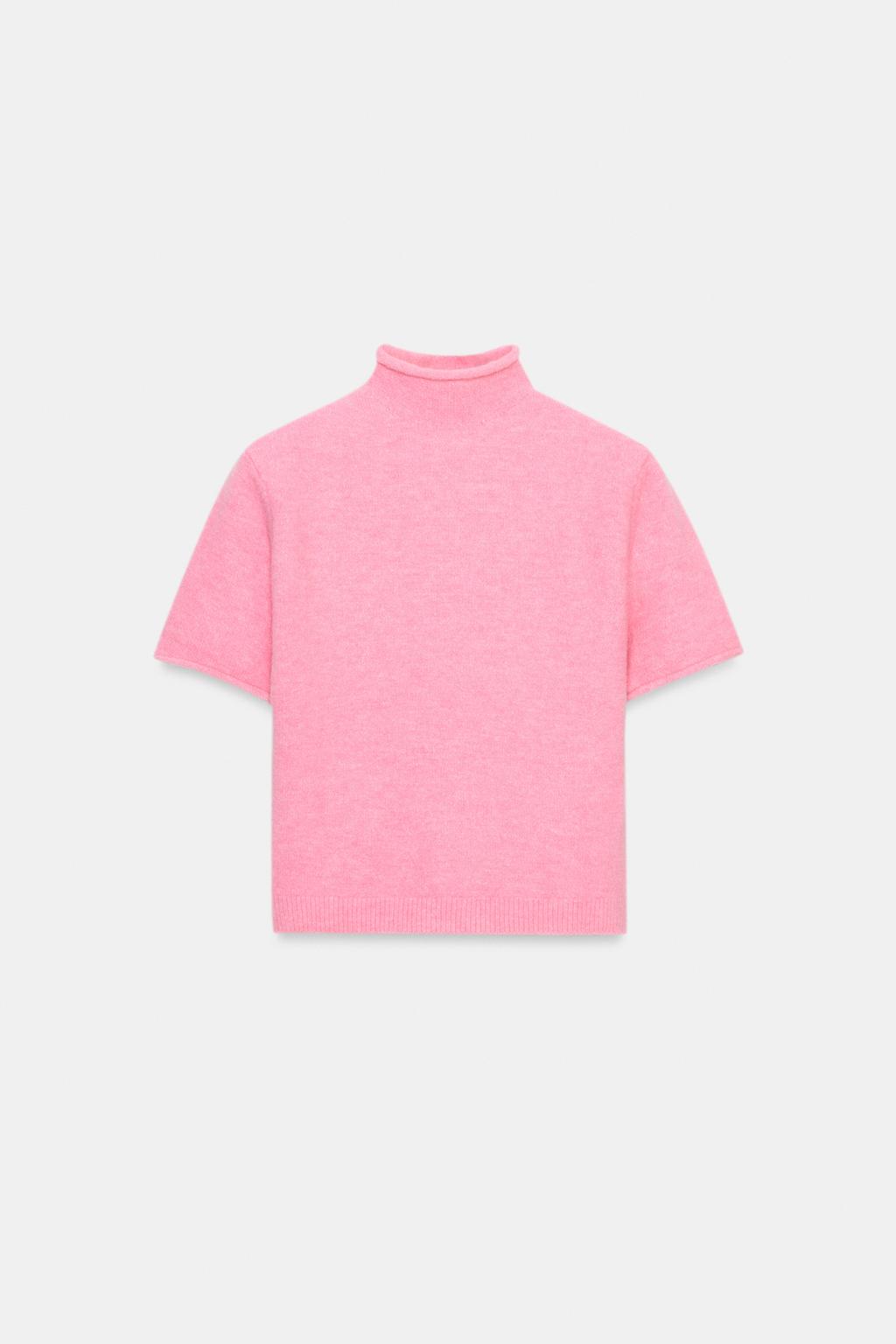 СВИТЕР ИЗ МЯГКОГО ТРИКОТАЖА С КОРОТКИМИ РУКАВАМИ