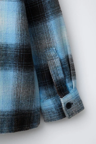 Куртка-рубашка в клетку с эффектом потертости- Заказать в России