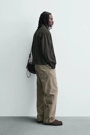 Рубашка в клетку из хлопка и льна- Заказать в России