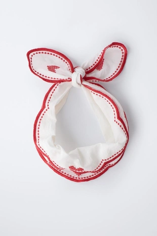 Бандана с вышитыми волнами и сердечками- Заказать в России