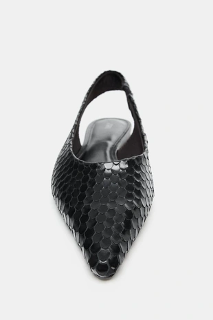 Кожаные балетки-мюли с острым носом- Заказать в России