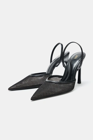 Туфли на высоком каблуке с сетчатым верхом- Заказать в России