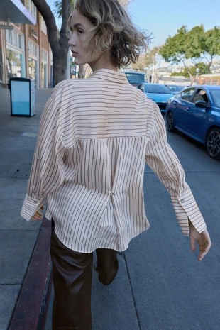 Рубашка в полоску с широкими манжетами- Заказать в России