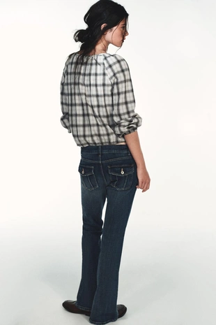 Рубашка в клетку с эластичной отделкой- Заказать в России