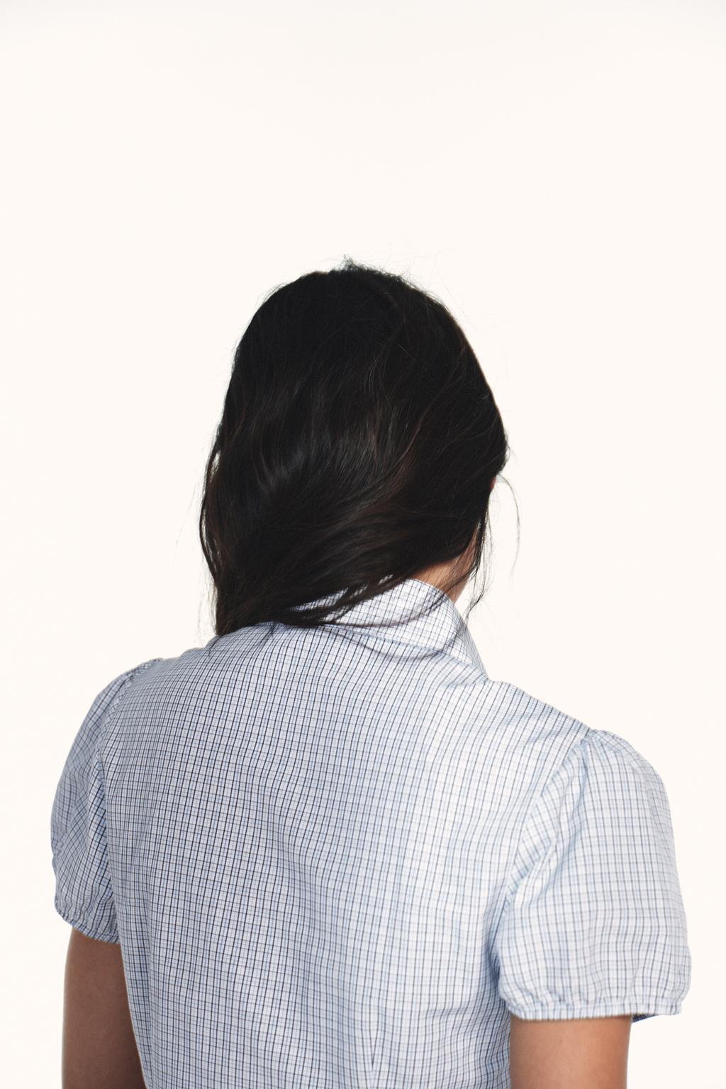 РУБАШКА В КЛЕТКУ ИЗ ЭЛАСТИЧНОГО ПОПЛИНА