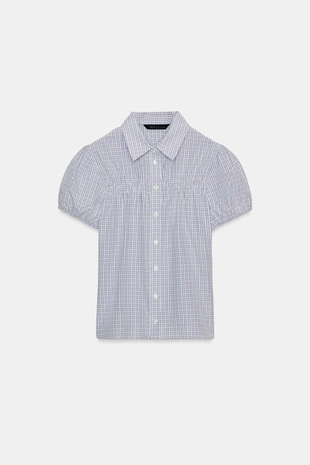 Рубашка в клетку из эластичного поплина- Заказать в России