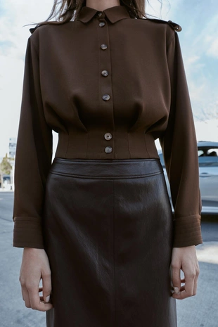 Рубашка C хлястиками на плечах- Заказать в России