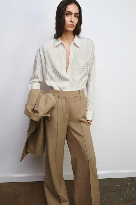 РУБАШКА ИЗ СТРУЯЩЕЙСЯ ТКАНИ В ПОЛОСКУ — коллекция Zara «ZW»