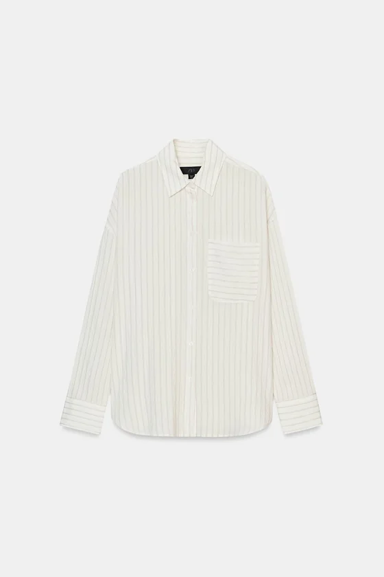 РУБАШКА ИЗ СТРУЯЩЕЙСЯ ТКАНИ В ПОЛОСКУ — коллекция Zara «ZW»