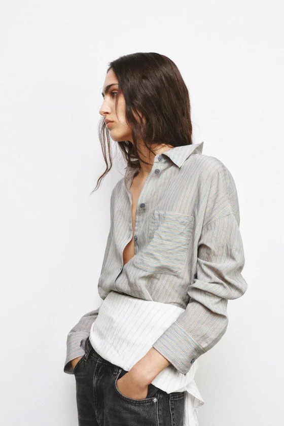 РУБАШКА СВОБОДНОГО КРОЯ В ПОЛОСКУ — коллекция Zara «ZW»