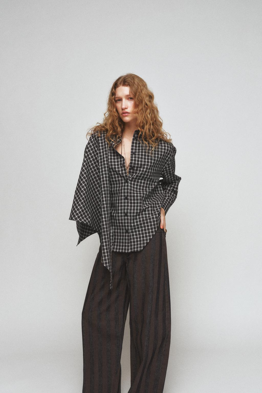 РУБАШКА В КЛЕТКУ С ПЛАТКОМ — ZW COLLECTION