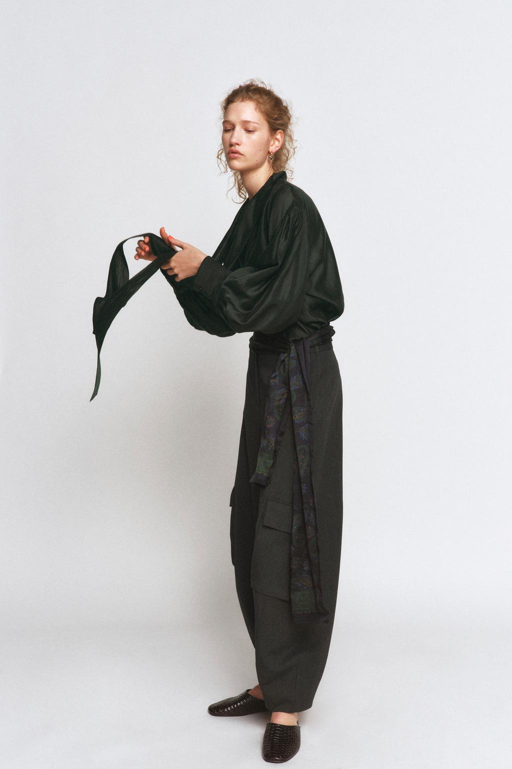 Zara Атласная рубашка с платком — коллекция zara «zw» - Цвет
