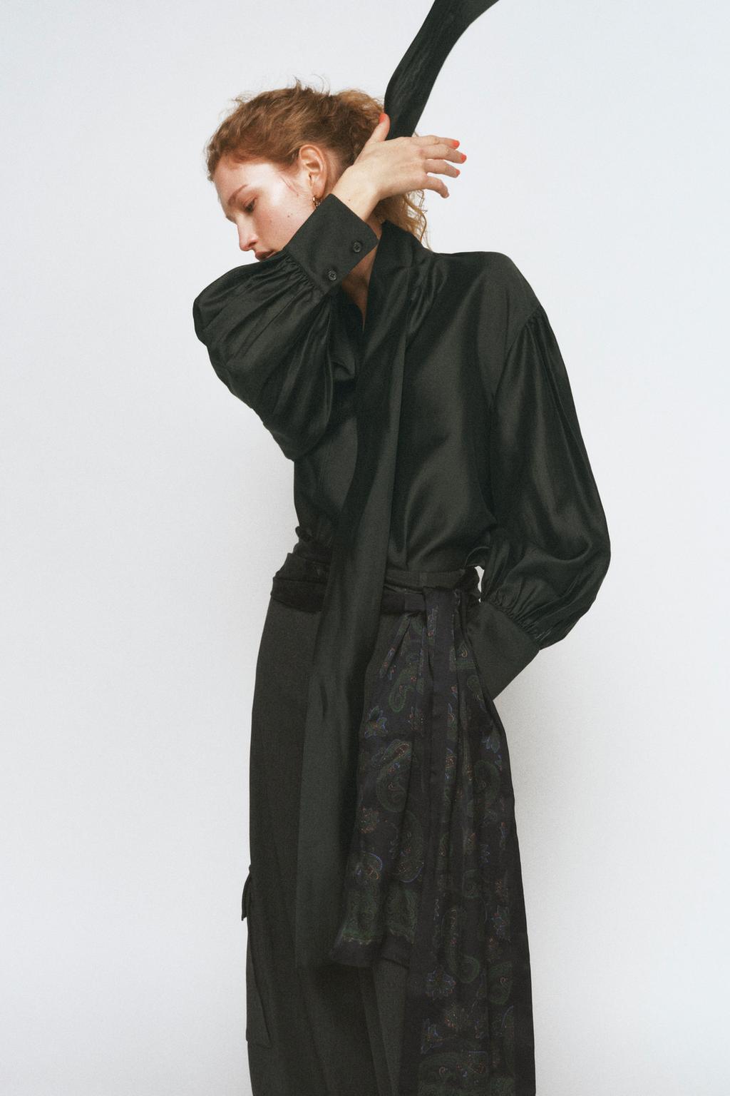 АТЛАСНАЯ РУБАШКА С ПЛАТКОМ — ZW COLLECTION