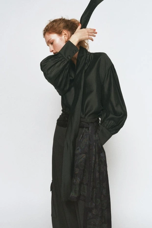 Атласная рубашка с платком — ZW COLLECTION- Заказать в России