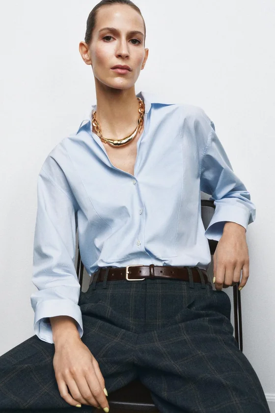 РУБАШКА ИЗ ПОПЛИНА коллекция Zara «ZW»