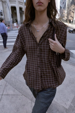 Рубашка OVERSIZE в клетку- Заказать в России