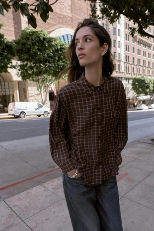 Рубашка OVERSIZE в клетку- Заказать в России