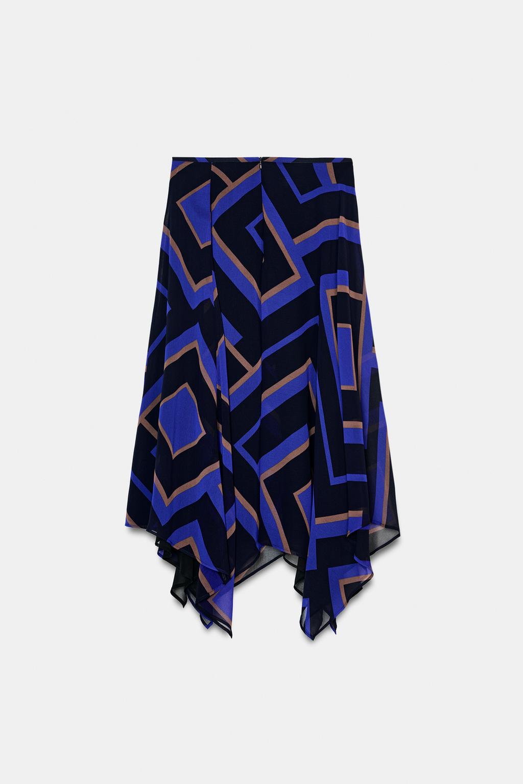 ЮБКА МИДИ АСИММЕТРИЧНОГО КРОЯ С ПРИНТОМ