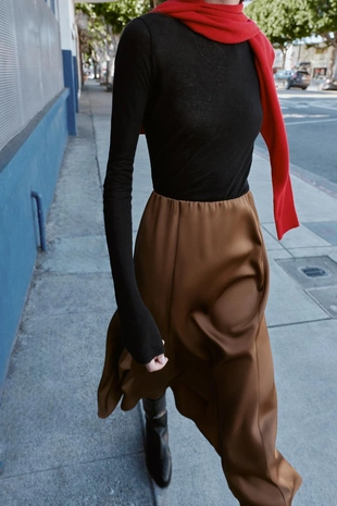 Атласная юбка миди- Заказать в России