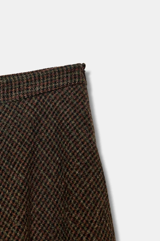 ЮБКА ИЗ СМЕСОВОЙ ШЕРСТИ «ГУСИНАЯ ЛАПКА» — коллекция Zara «ZW»