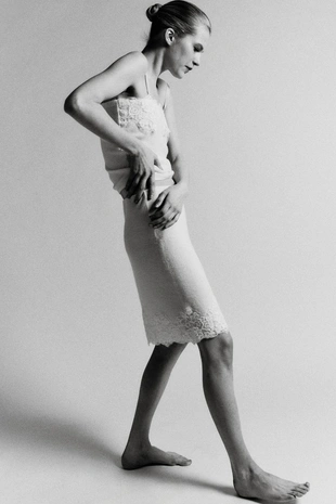 Вязаная юбка миди с кружевом и вышивкой- Заказать в России