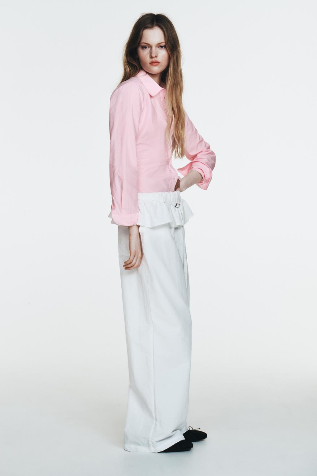 БРЮКИ ИЗ НЕЙЛОНА С НАКЛАДНЫМ ПОЯСОМ