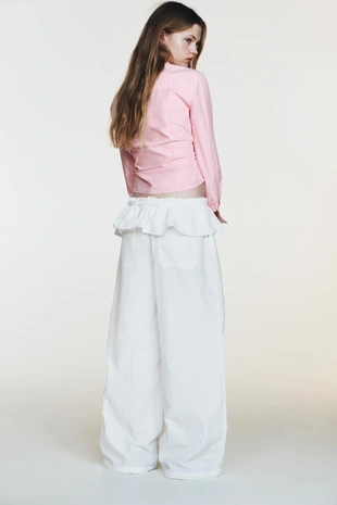 Брюки из нейлона с накладным поясом- Заказать в России