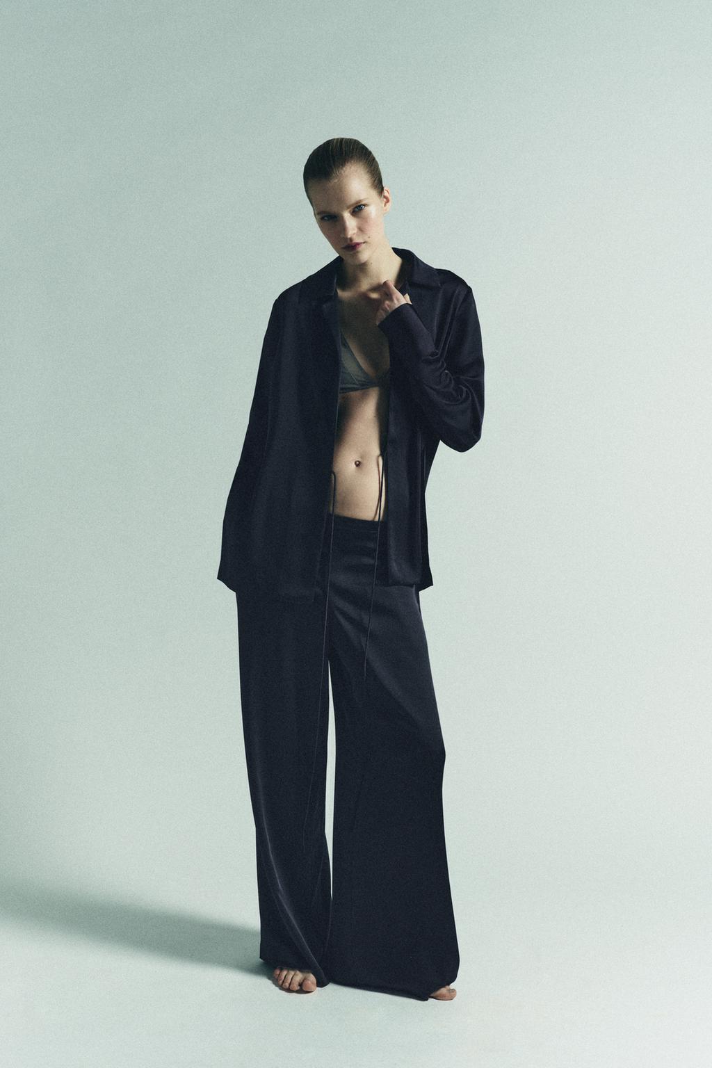 АТЛАСНЫЕ БРЮКИ С ВЫСОКОЙ ПОСАДКОЙ