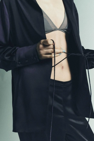 Атласные брюки с высокой посадкой- Заказать в России