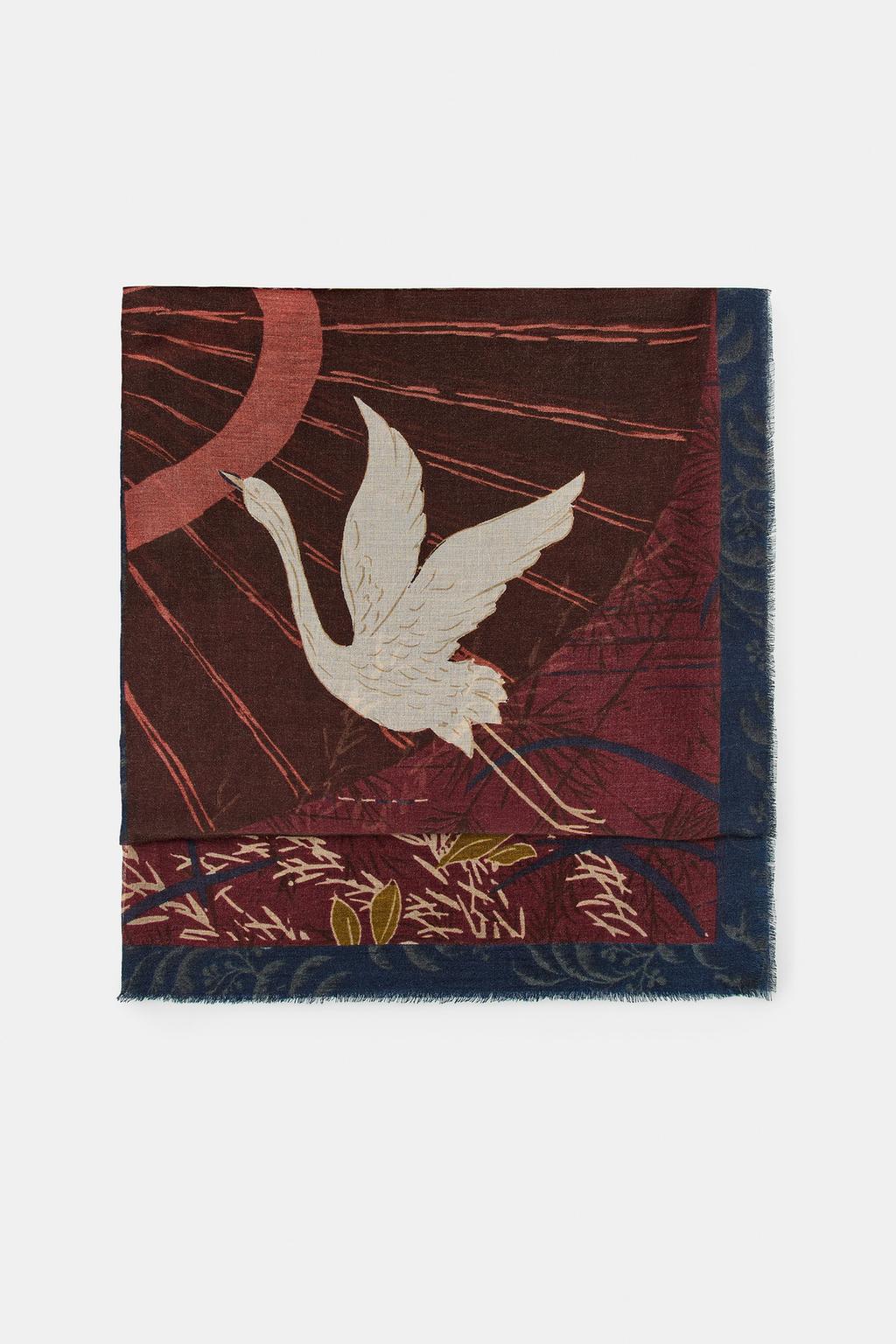 ШАРФ ИЗ ТКАНИ С ЦВЕТОЧНЫМ ПРИНТОМ